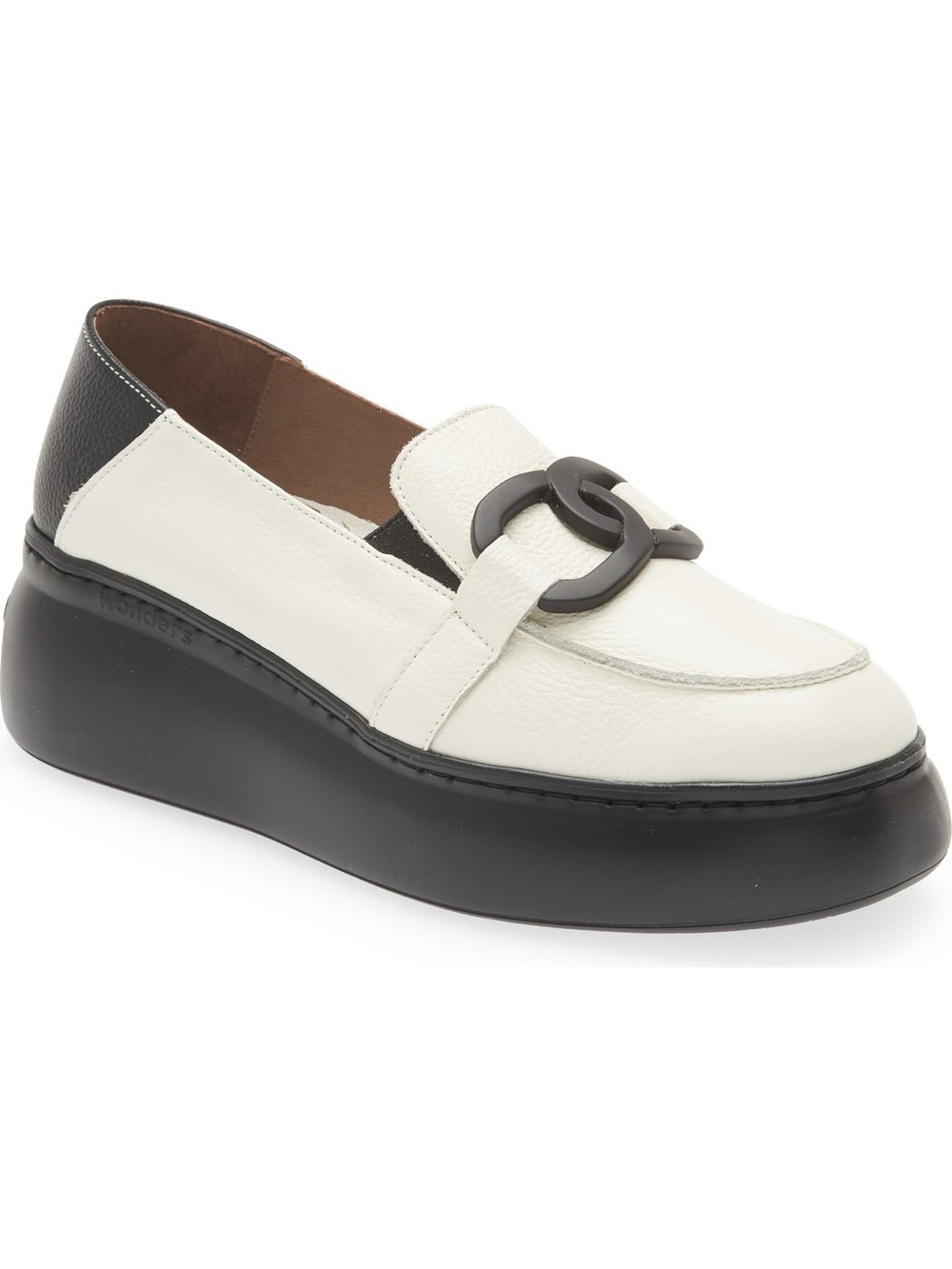 Wonders Platform Loafers in two-tone Wild Milk and Black leather size 39